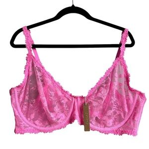 💕NWT Skims Stretch Lace Intimates Underwire Scoop Bra in PINK Size 46DD💕